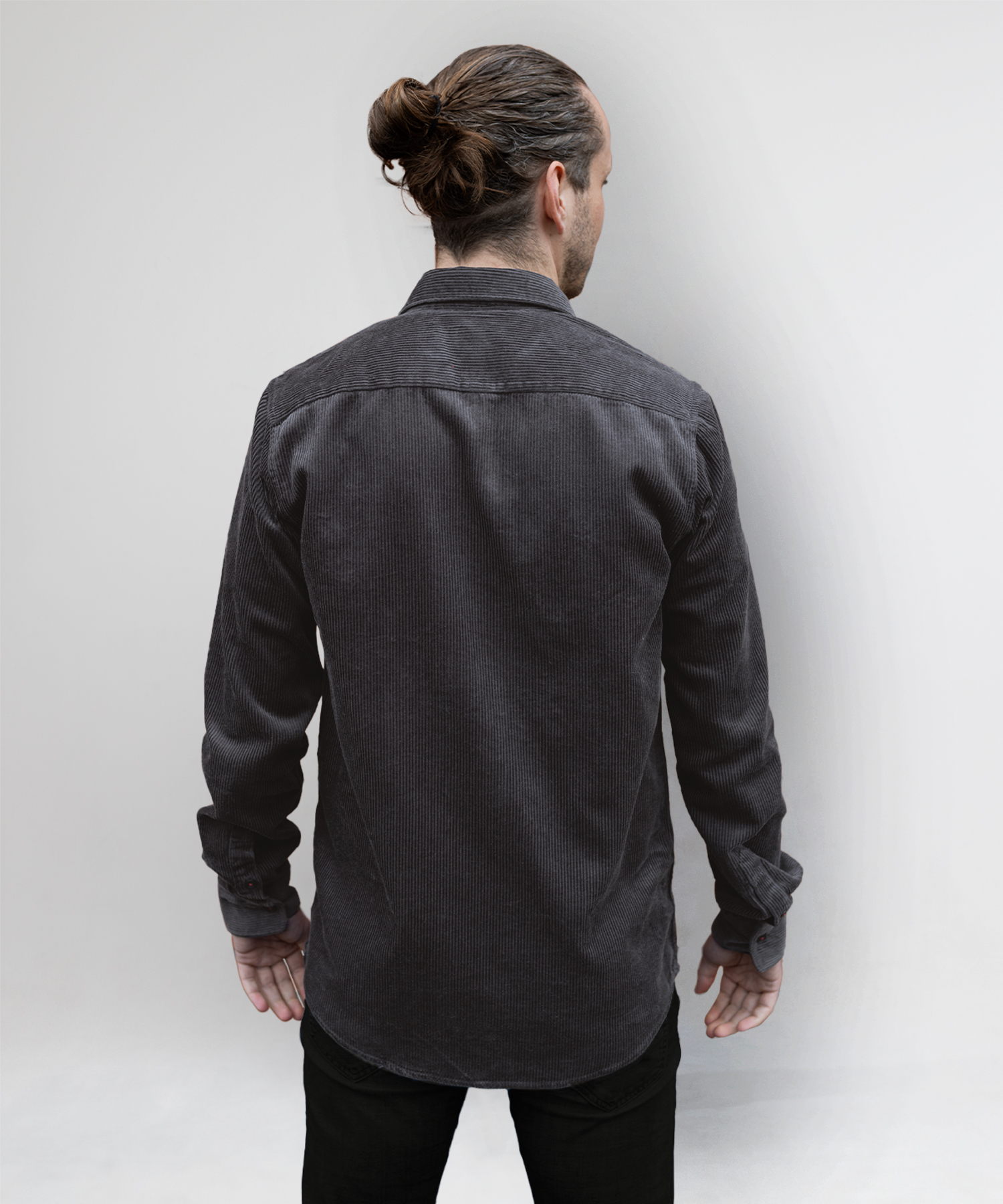 Chemise velours côtelé gris homme